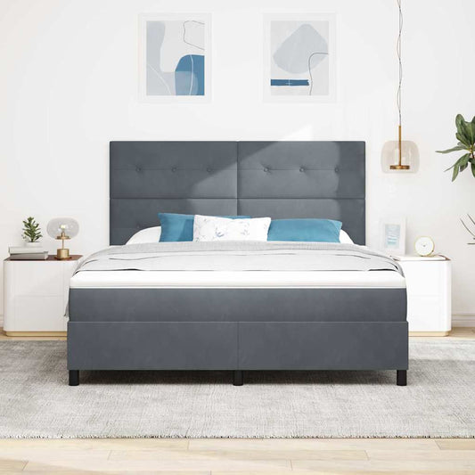 Letto a molle con materasso Grigio scuro 180 x 200 cm Velluto | homemem39