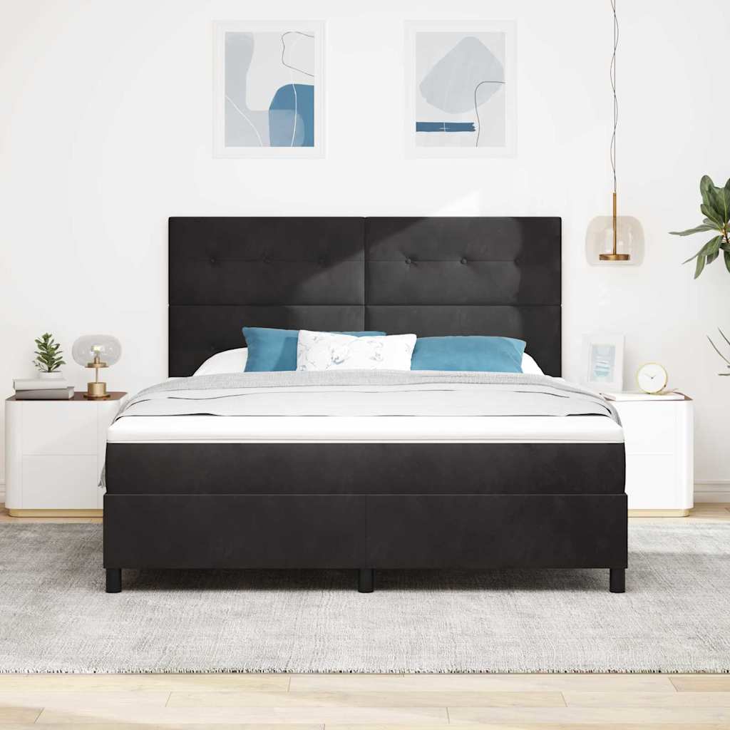 Letto a molle con testiera Nero 180 x 200 cm Velluto