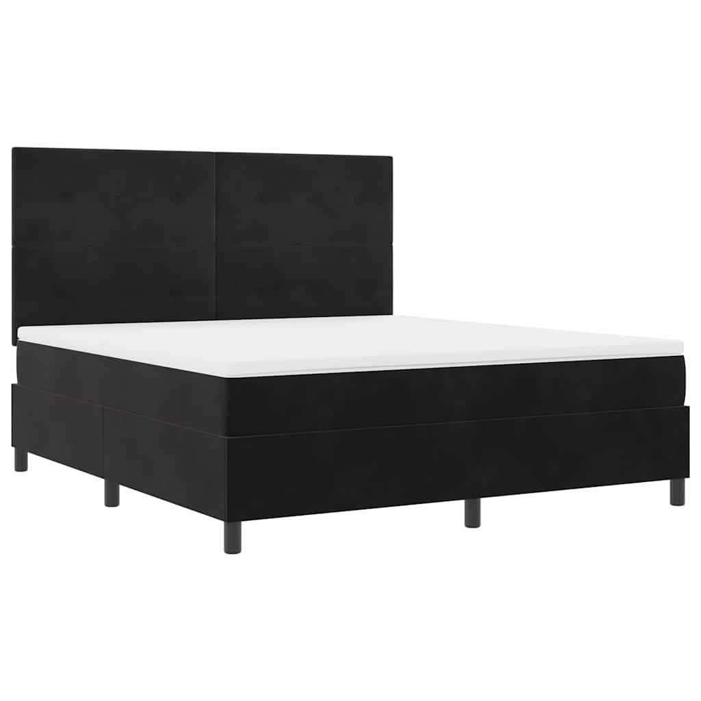 Letto a molle con materasso Nero 180 x 200 cm Tessuto