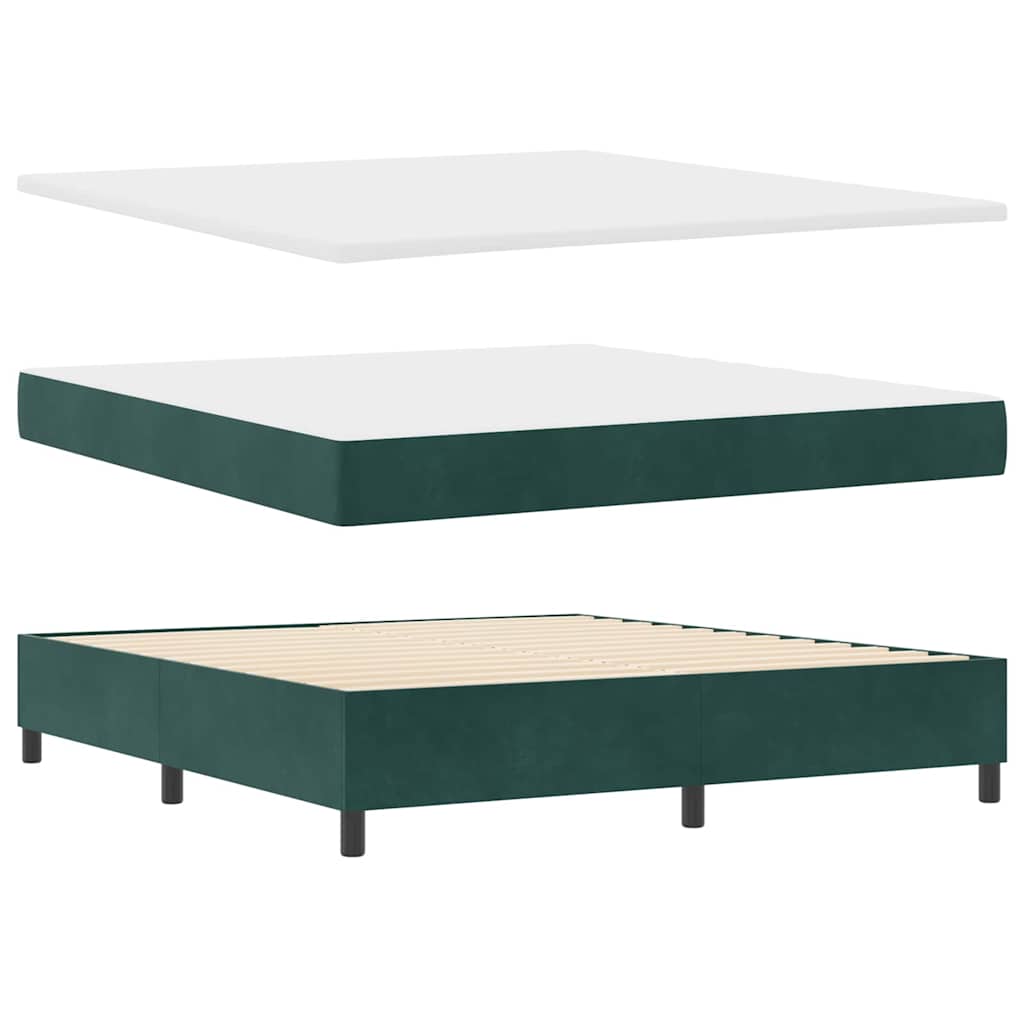 Letto a molle con materasso Verde Scuro 180 x 200 cm Tessuto