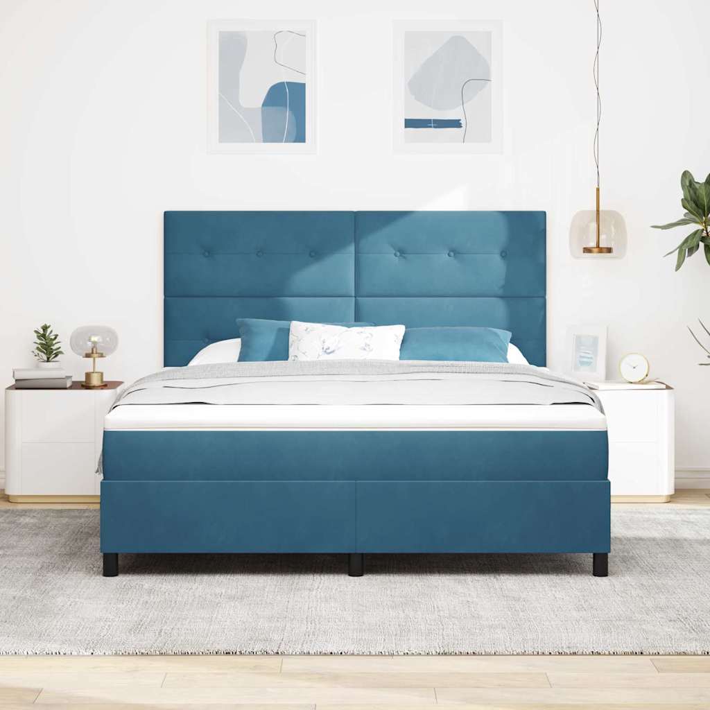Letto a molle con materasso Blu Scuro 180 x 200 cm Velluto | homemem39