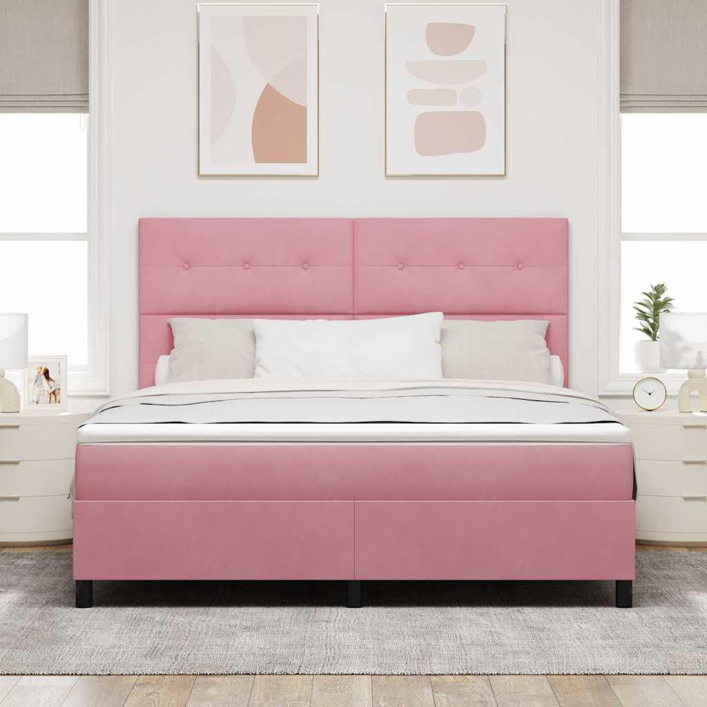 Letto a molle con materasso Rosa 180 x 200 cm Velluto | homemem39