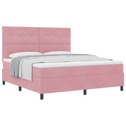 Letto a molle con materasso Rosa 180 x 200 cm Velluto | homemem39