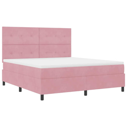 Letto a molle con testiera Rosa 180 x 200 cm Velluto
