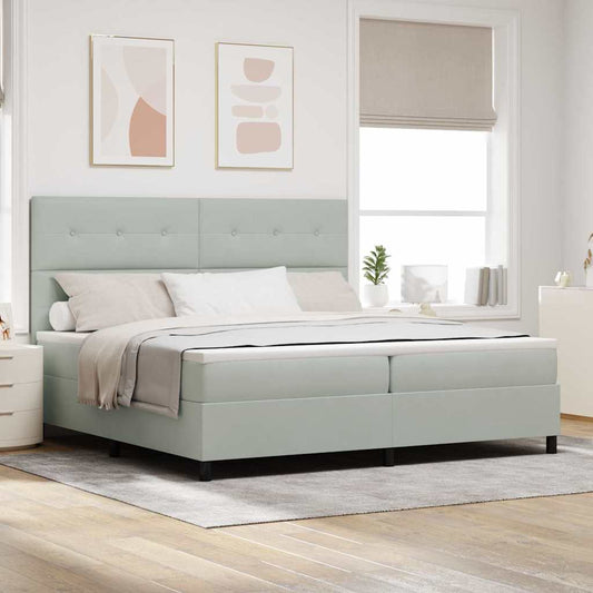 Letto a molle con testiera Grigio chiaro 200 x 200 cm Velluto