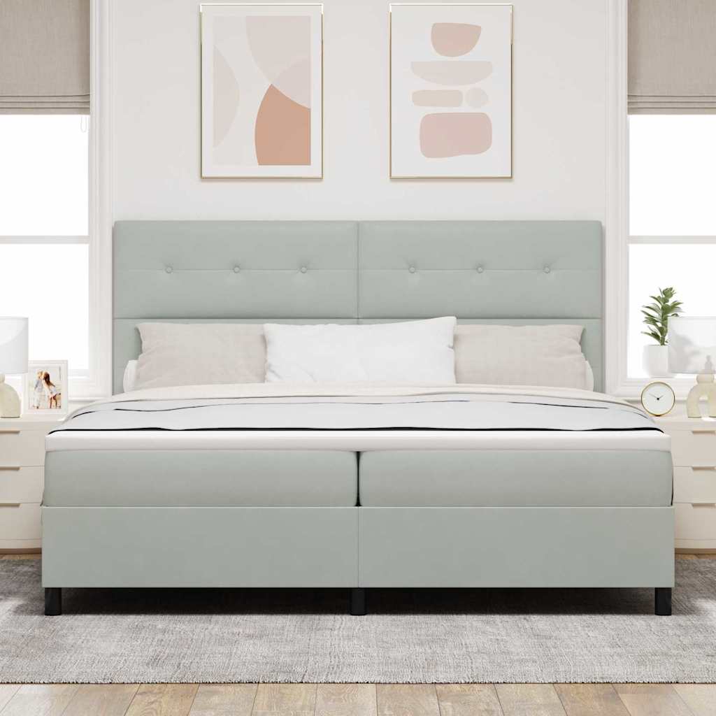 Letto a molle con testiera Grigio chiaro 200 x 200 cm Velluto