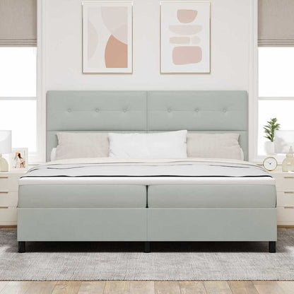 Letto a molle con testiera Grigio chiaro 200 x 200 cm Velluto