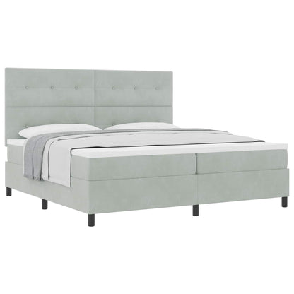 Letto a molle con testiera Grigio chiaro 200 x 200 cm Velluto