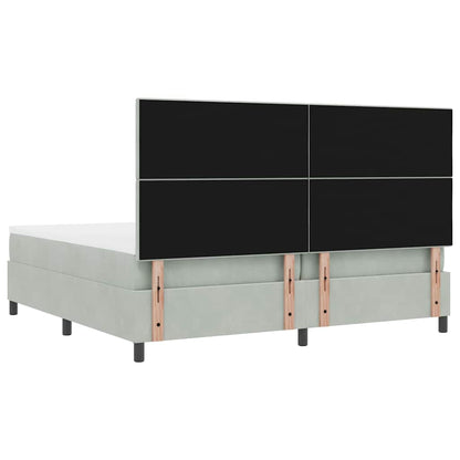Letto a molle con testiera Grigio chiaro 200 x 200 cm Velluto
