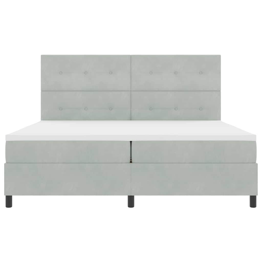 Letto a molle con testiera Grigio chiaro 200 x 200 cm Velluto
