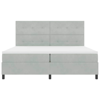 Letto a molle con testiera Grigio chiaro 200 x 200 cm Velluto