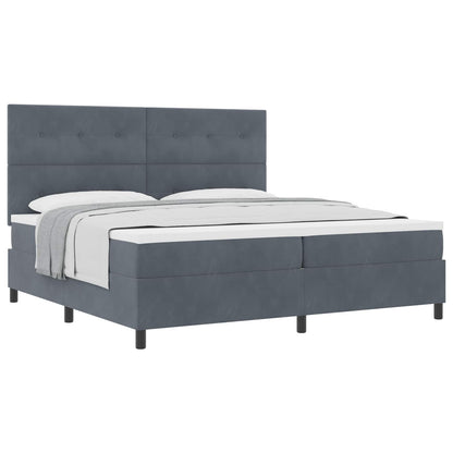 Letto a molle con materasso Grigio scuro 200 x 200 cm Velluto | homemem39