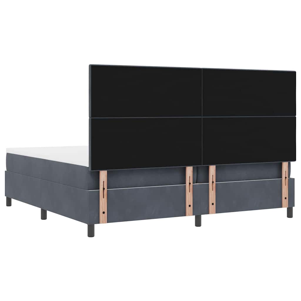 Letto a molle con materasso Grigio scuro 200 x 200 cm Velluto | homemem39
