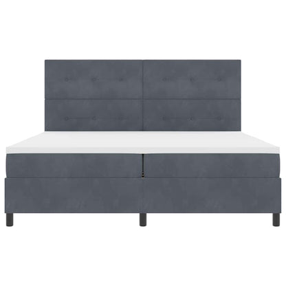 Letto a molle con materasso Grigio scuro 200 x 200 cm Velluto | homemem39
