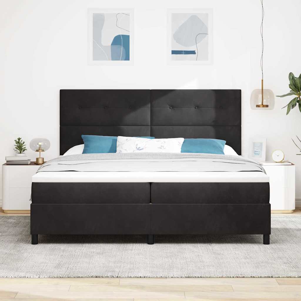Letto a molle con materasso Nero 200 x 200 cm Velluto | homemem39