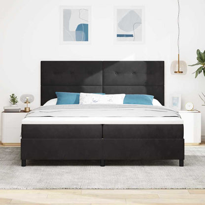 Letto a molle con materasso Nero 200 x 200 cm Velluto | homemem39