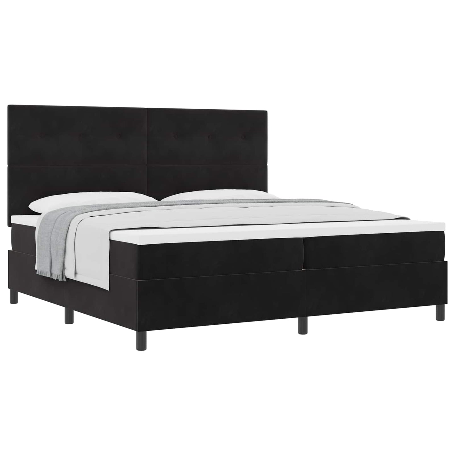 Letto a molle con materasso Nero 200 x 200 cm Velluto | homemem39