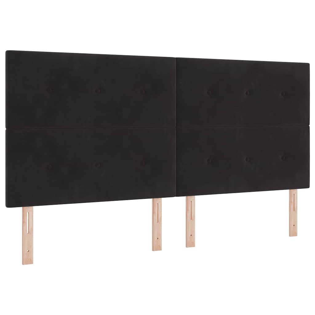 Letto a molle con materasso Nero 200 x 200 cm Velluto | homemem39