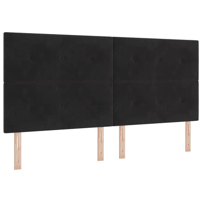 Letto a molle con materasso Nero 200 x 200 cm Velluto | homemem39
