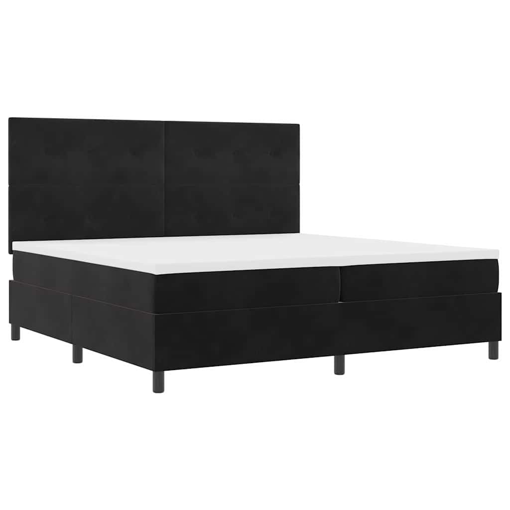 Letto a molle con materasso Nero 200 x 200 cm Velluto | homemem39
