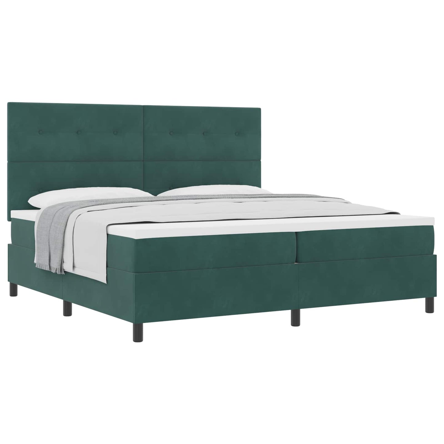 Letto a molle con materasso Verde Scuro 200 x 200 cm Velluto
