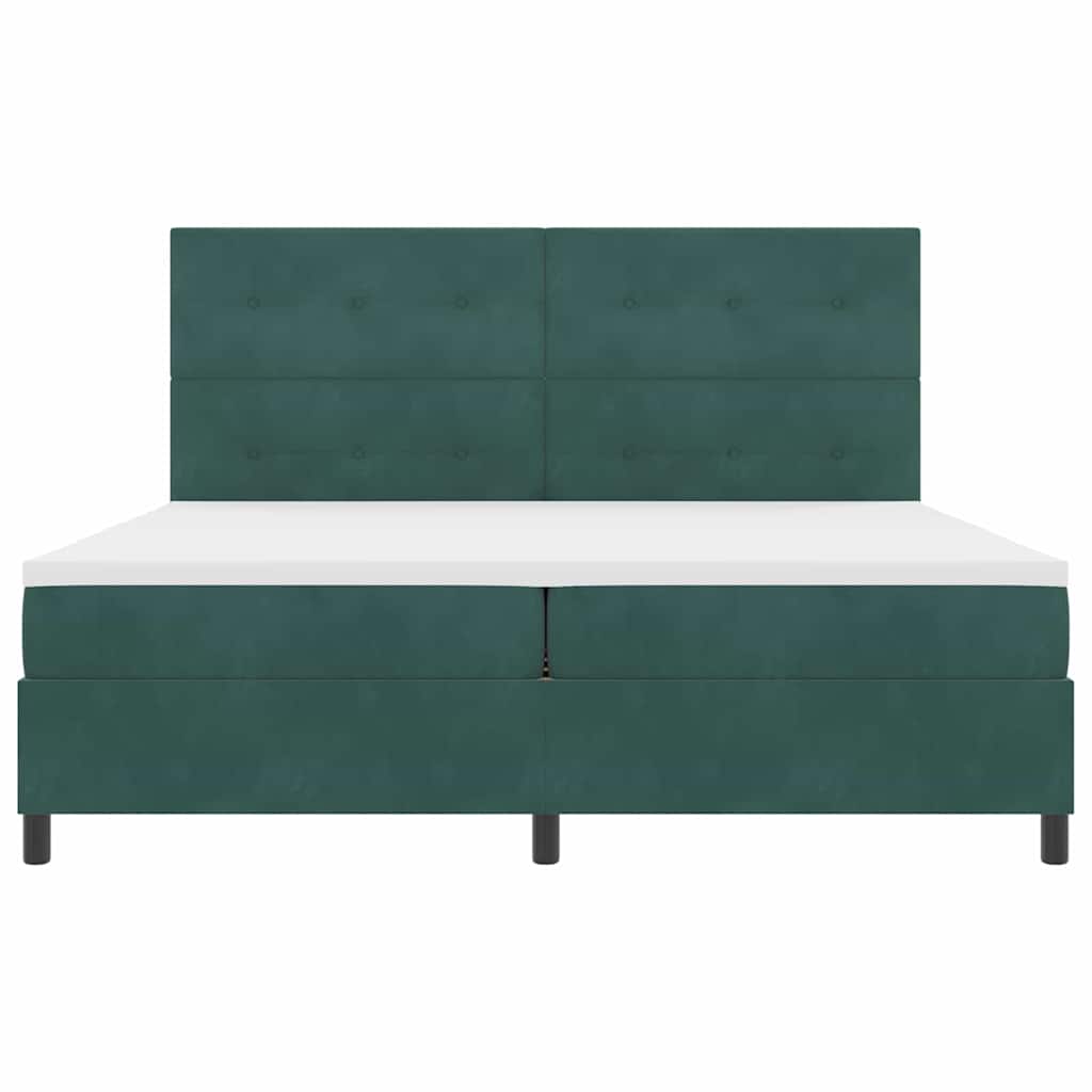 Letto a molle con materasso Verde Scuro 200 x 200 cm Velluto | homemem39