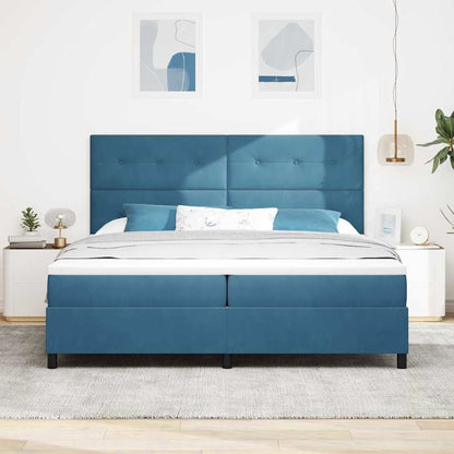 Letto a molle con testiera Blu Scuro 200 x 200 cm Velluto