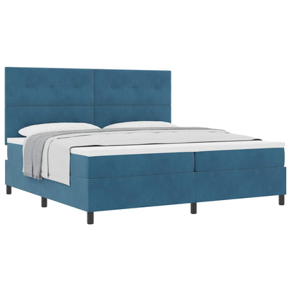 Letto a molle con testiera Blu Scuro 200 x 200 cm Velluto