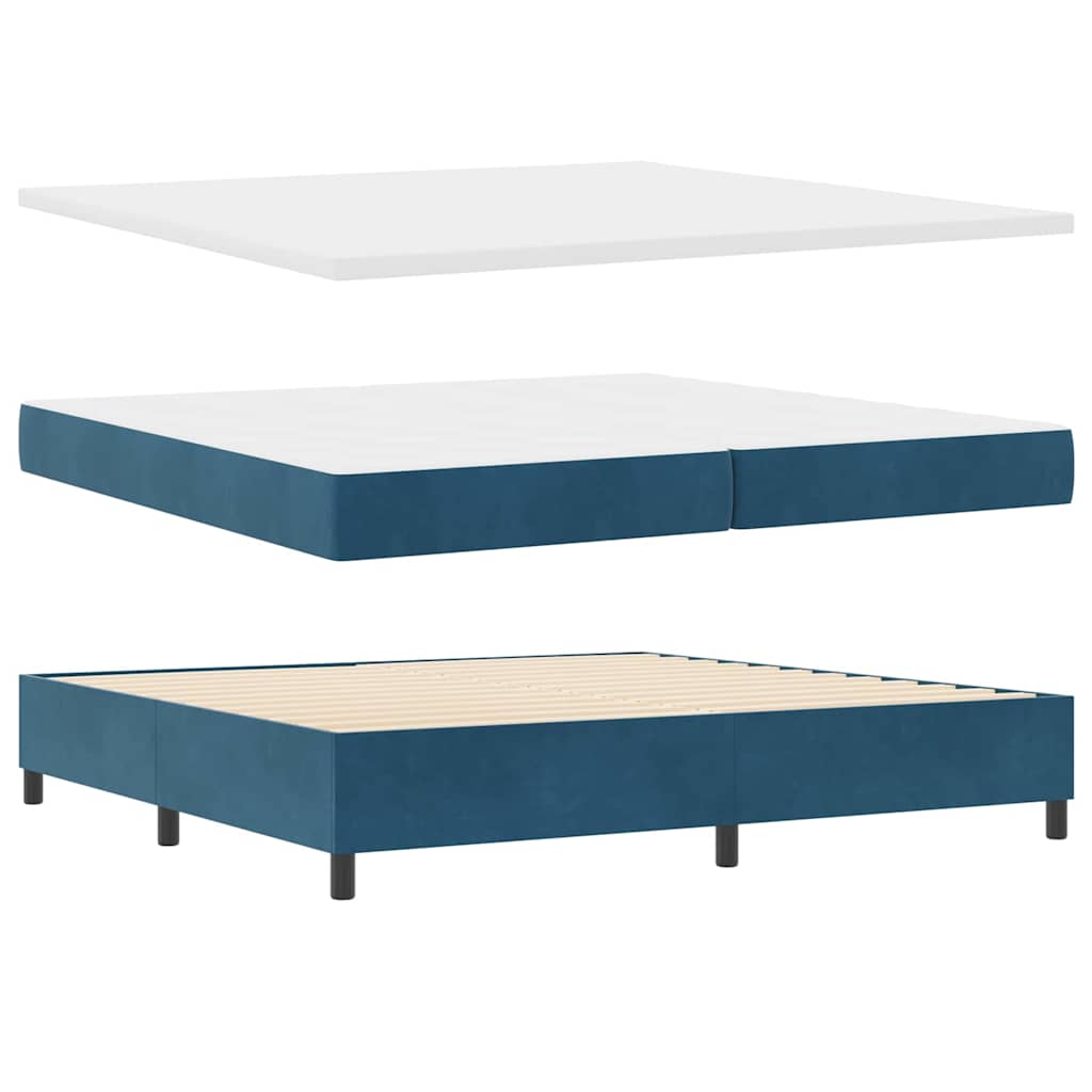 Letto a molle con testiera Blu Scuro 200 x 200 cm Velluto