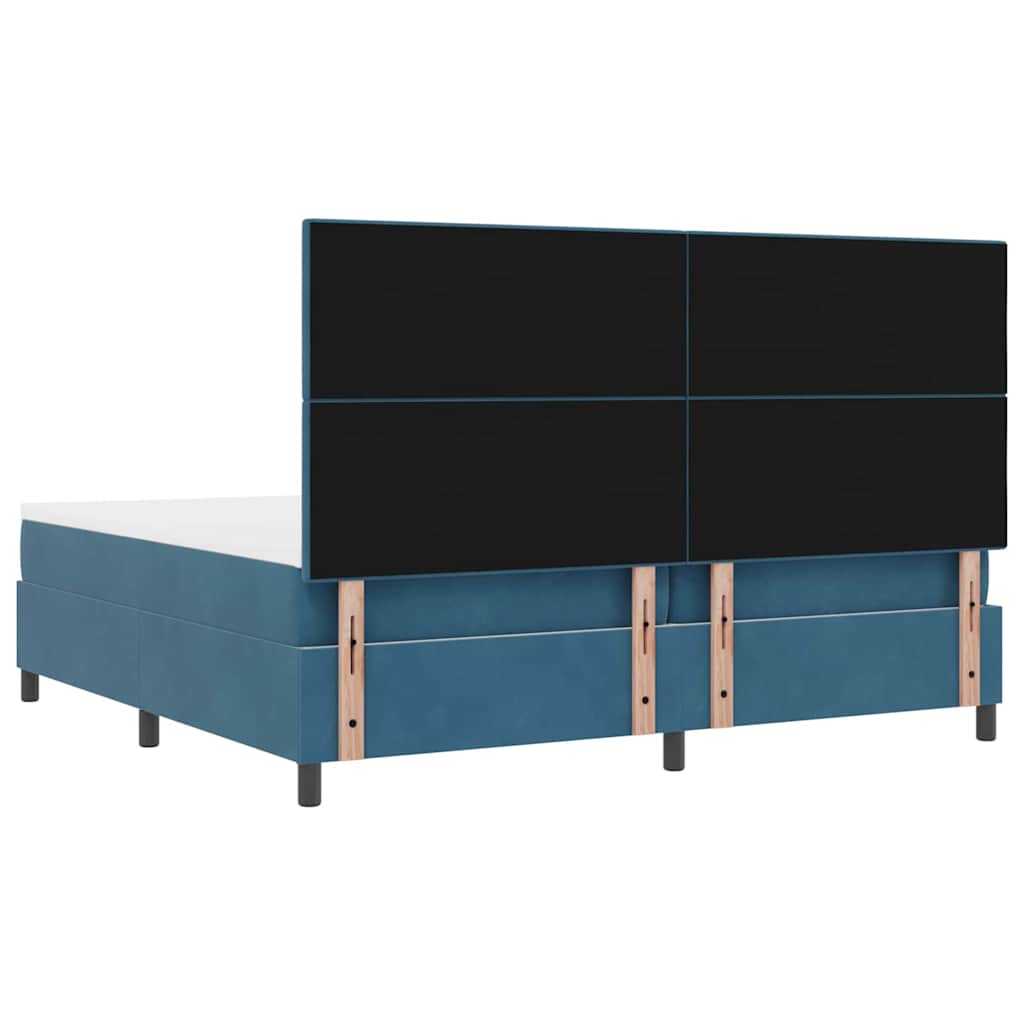Letto a molle con testiera Blu Scuro 200 x 200 cm Velluto