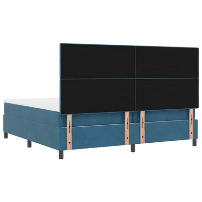 Letto a molle con testiera Blu Scuro 200 x 200 cm Velluto