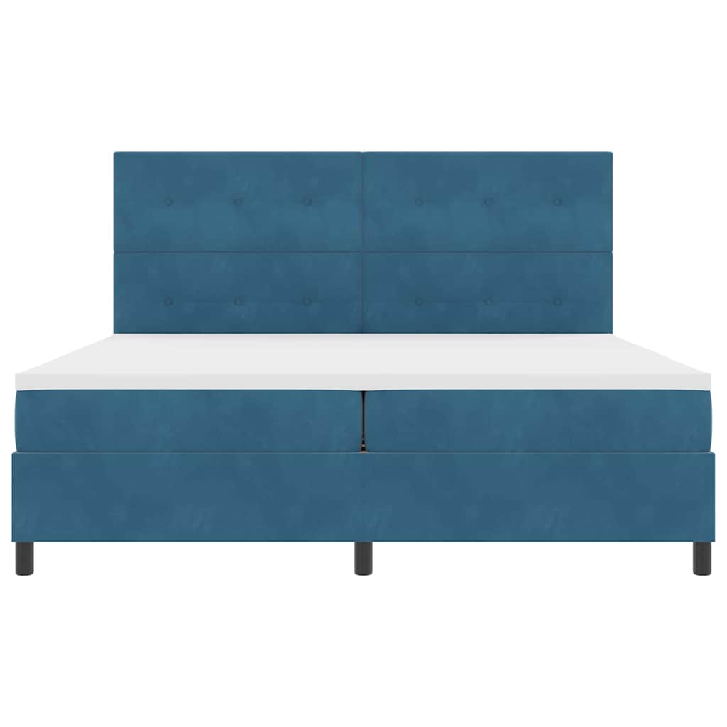 Letto a molle con testiera Blu Scuro 200 x 200 cm Velluto