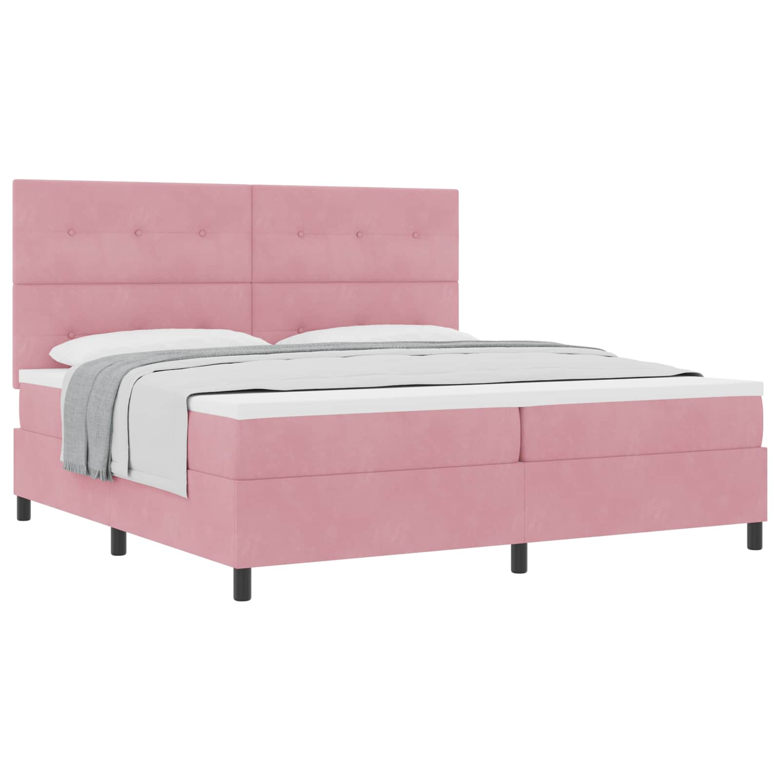 Letto a molle con testiera Rosa 200 x 200 cm Velluto | homemem39