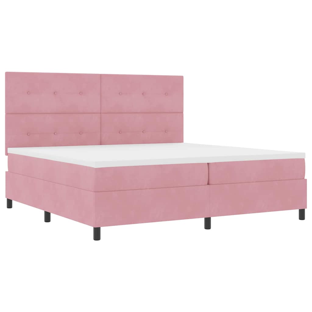 Letto a molle con testiera Rosa 200 x 200 cm Velluto | homemem39