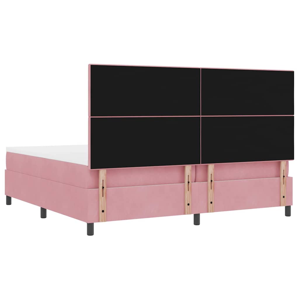 Letto a molle con testiera Rosa 200 x 200 cm Velluto | homemem39