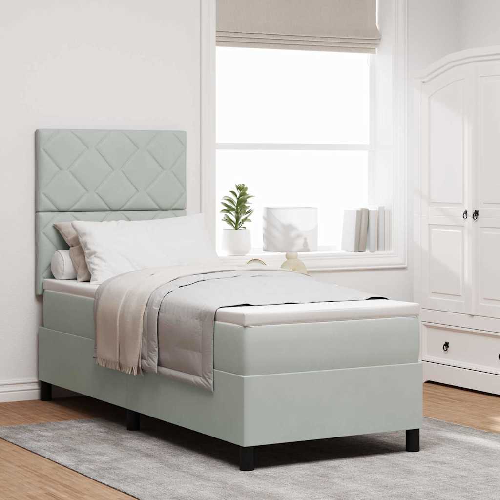 Letto a molle con testiera Grigio chiaro 80 x 200 cm Velluto | homemem39