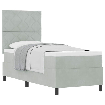 Letto a molle con testiera Grigio chiaro 80 x 200 cm Velluto | homemem39