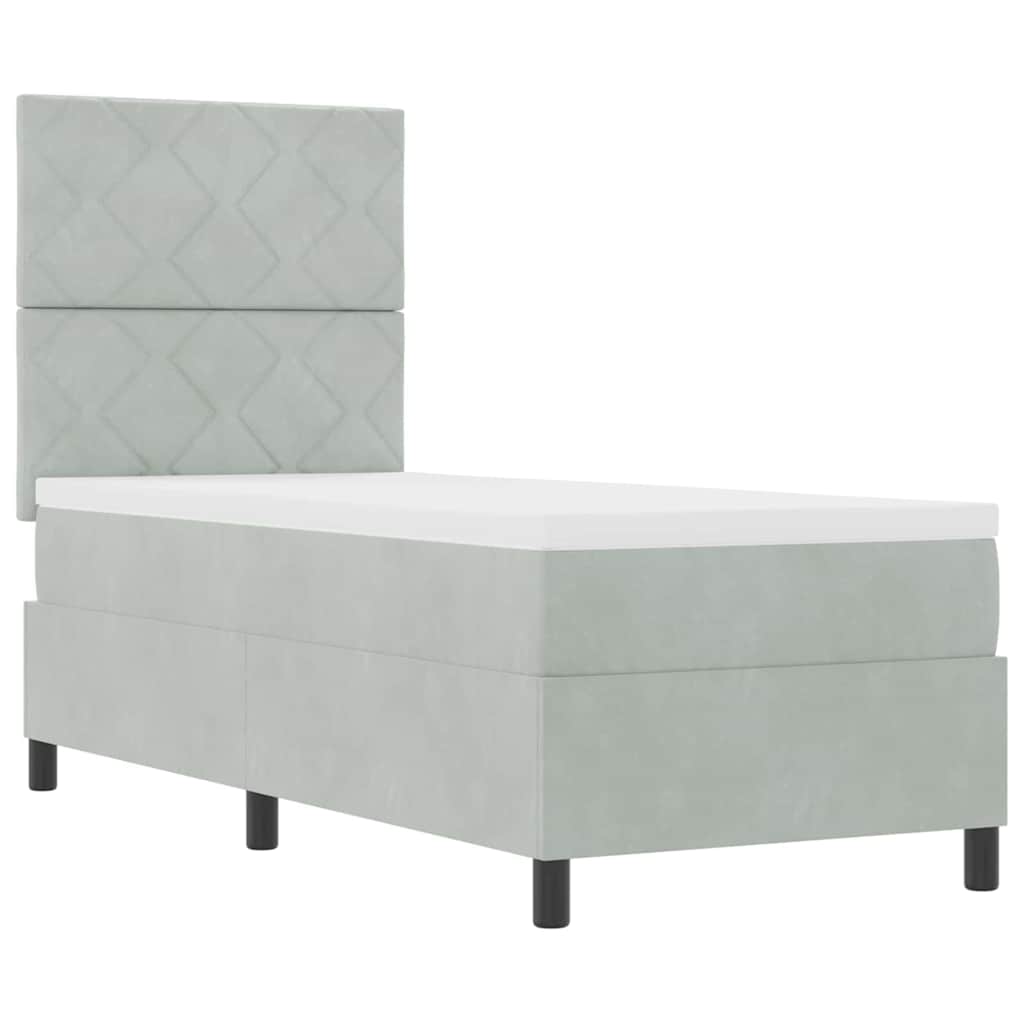 Letto a molle con testiera Grigio chiaro 80 x 200 cm Velluto | homemem39