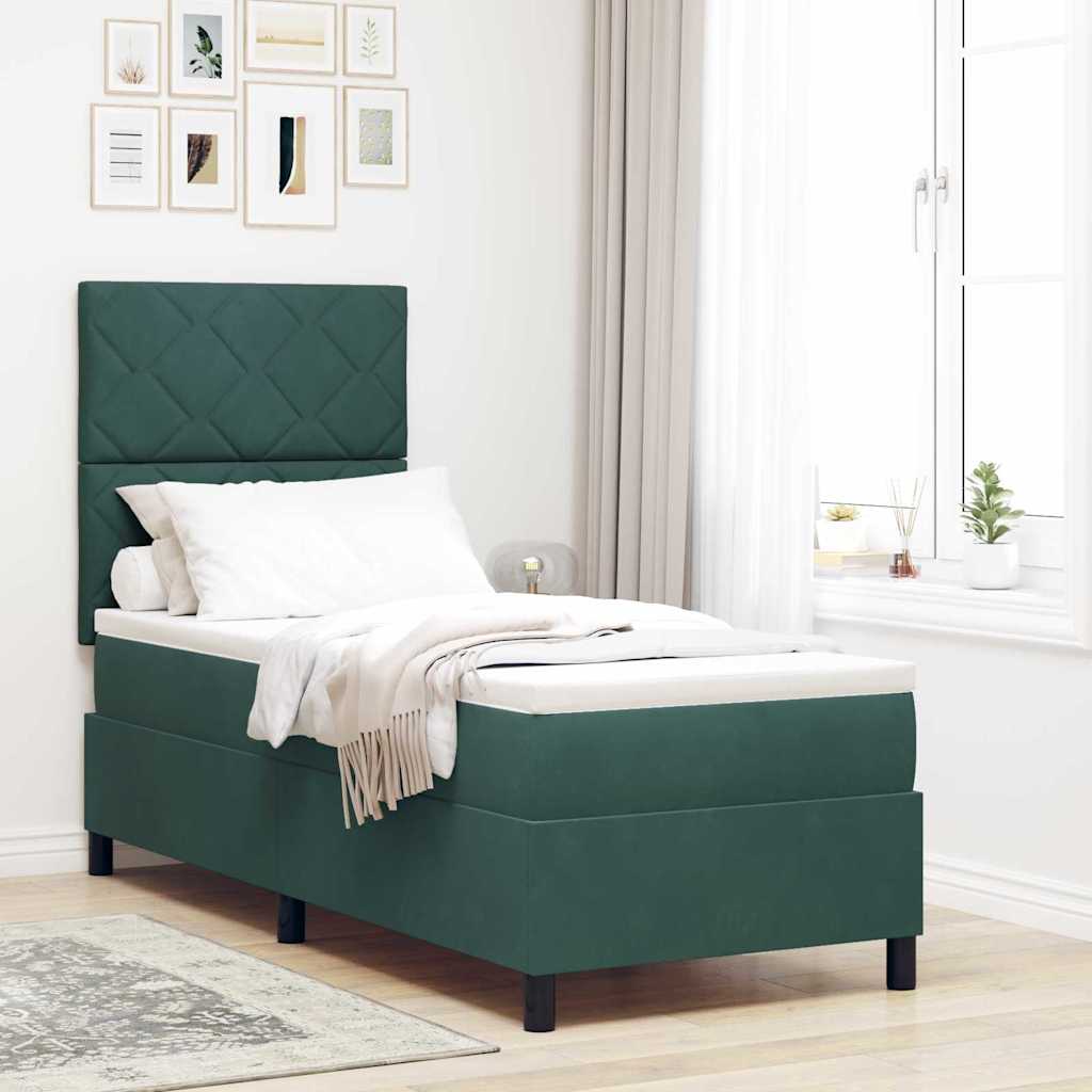 Letto a molle con testiera Verde Scuro 80 x 200 cm Velluto | homemem39