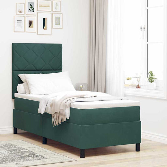 Letto a molle con testiera Verde Scuro 80 x 200 cm Velluto - homemem39