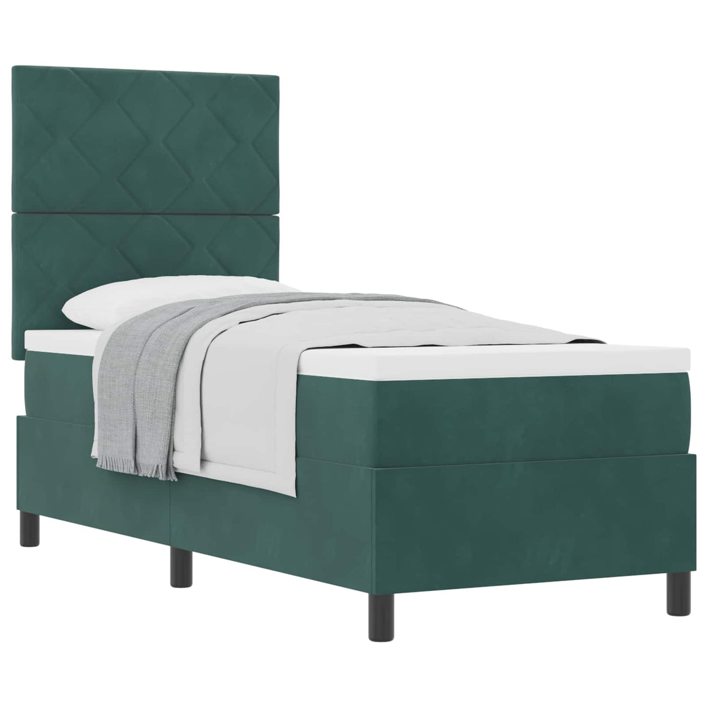 Letto a molle con testiera Verde Scuro 80 x 200 cm Velluto | homemem39