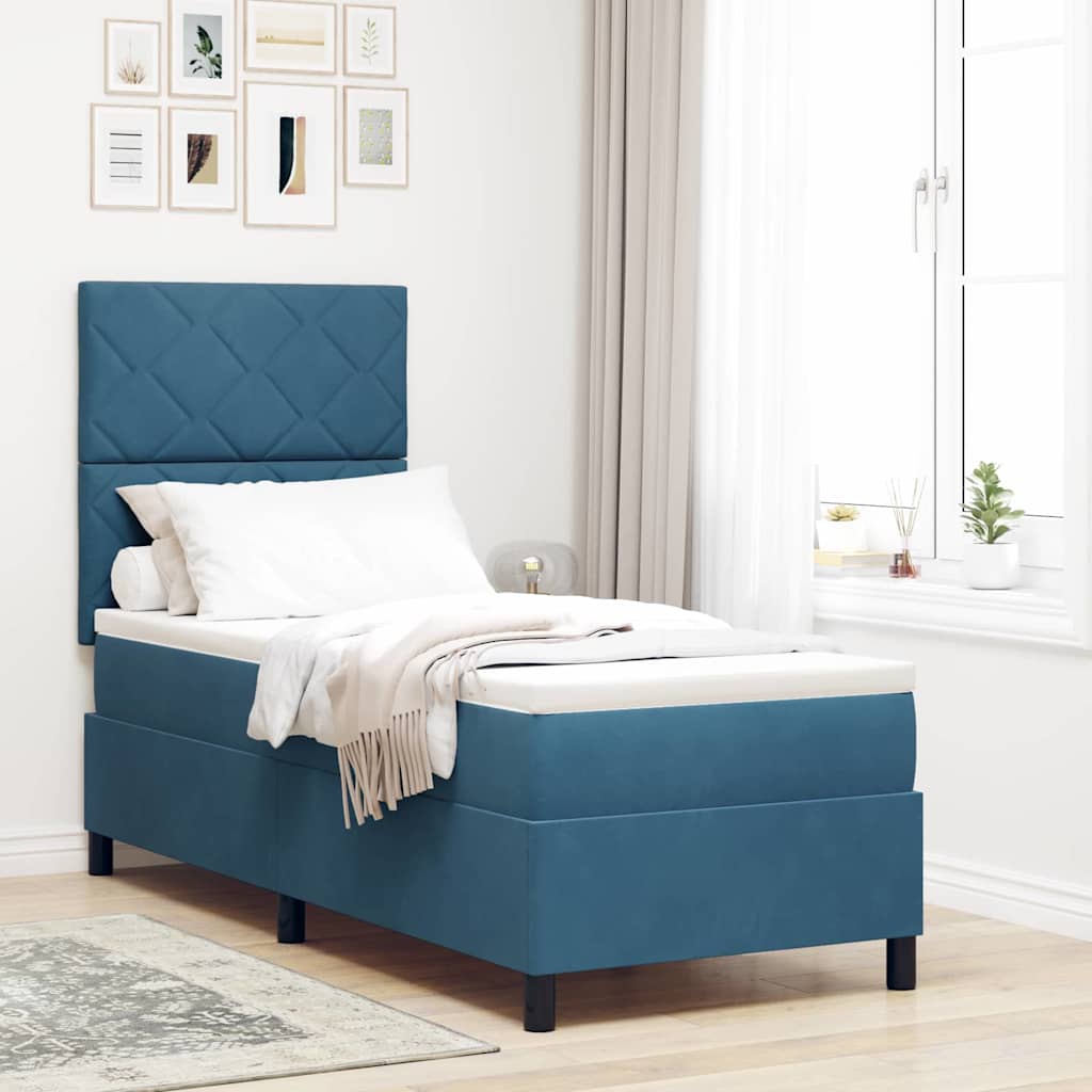 Letto a molle con testiera Blu Scuro 80 x 200 cm Velluto | homemem39