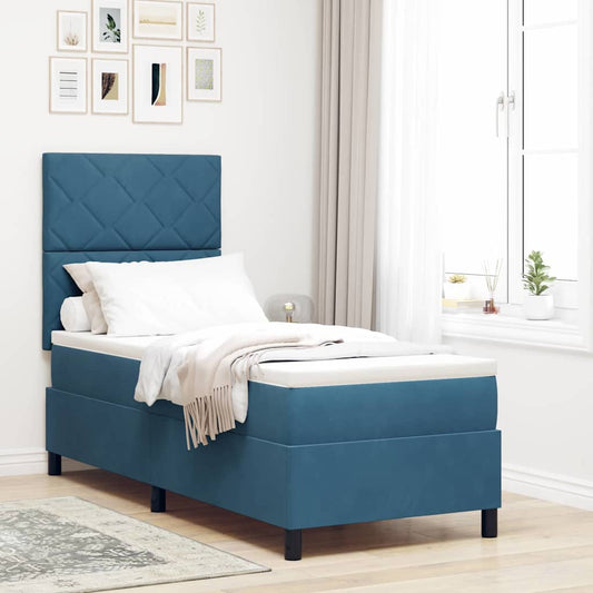Letto a molle con testiera Blu Scuro 80 x 200 cm Velluto | homemem39