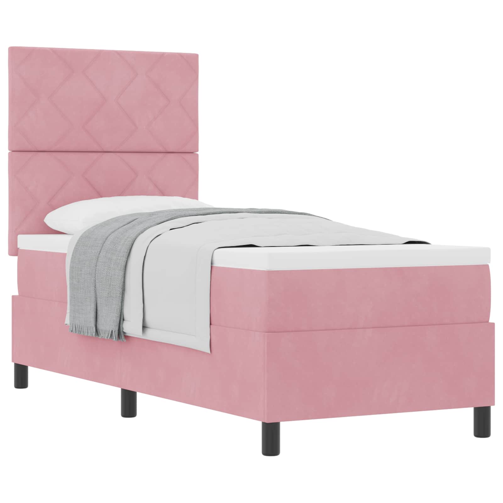Letto a molle con testiera Rosa 80 x 200 cm Velluto | homemem39