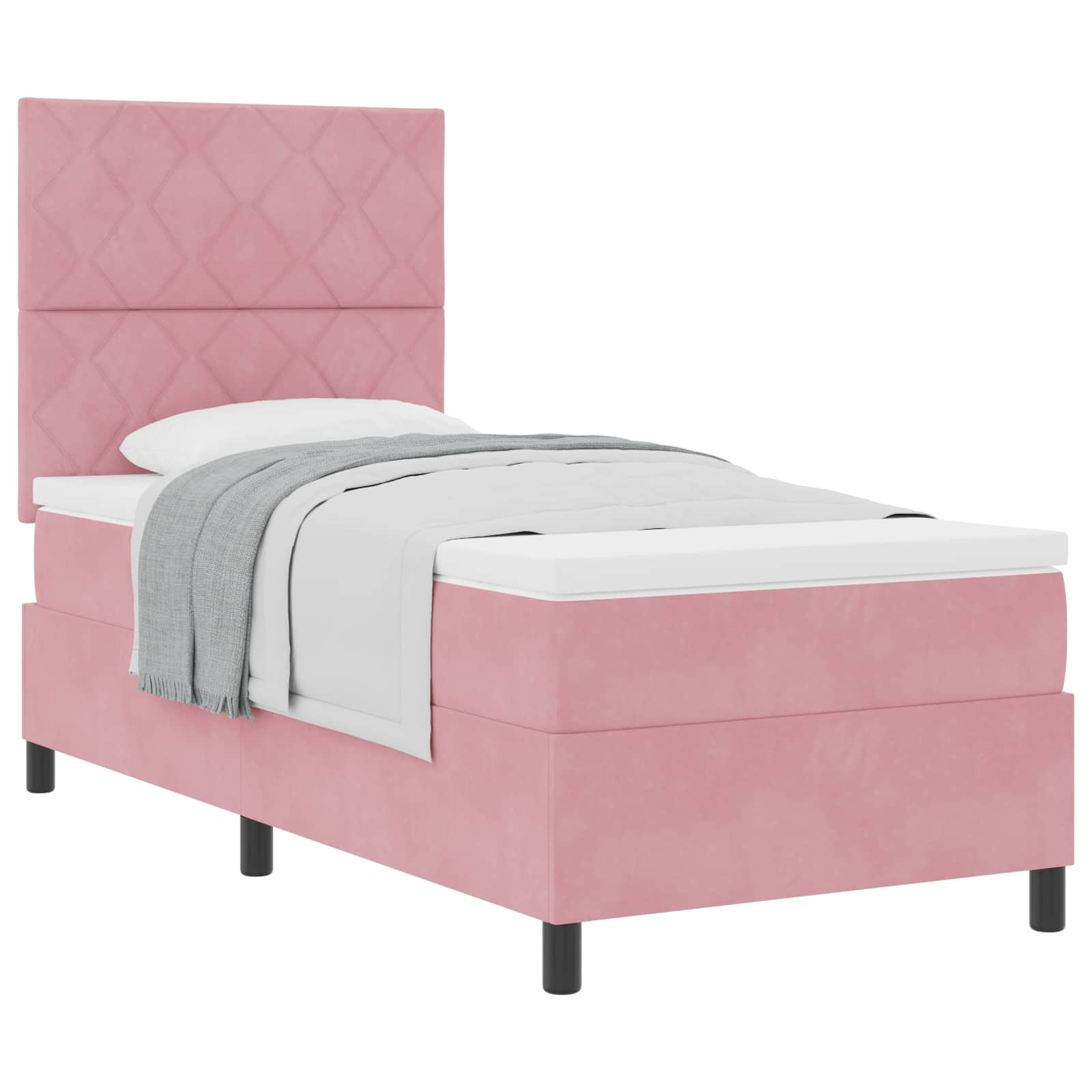Letto a molle con testiera Rosa 90 x 200 cm Velluto | homemem39
