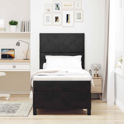 Letto a molle con testiera Nero 100 x 200 cm Velluto