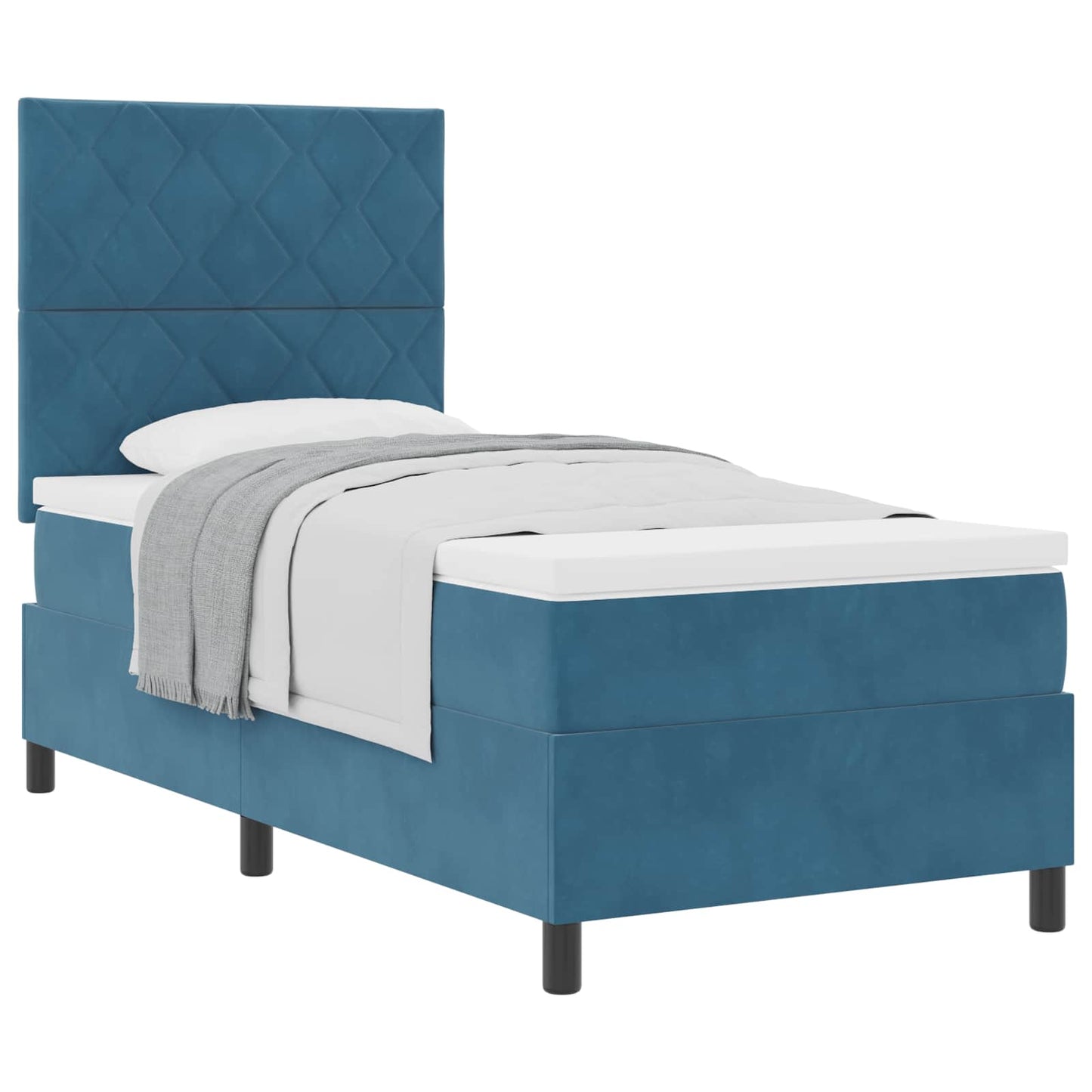 Letto a molle con testiera Blu Scuro 100 x 200 cm Velluto | homemem39