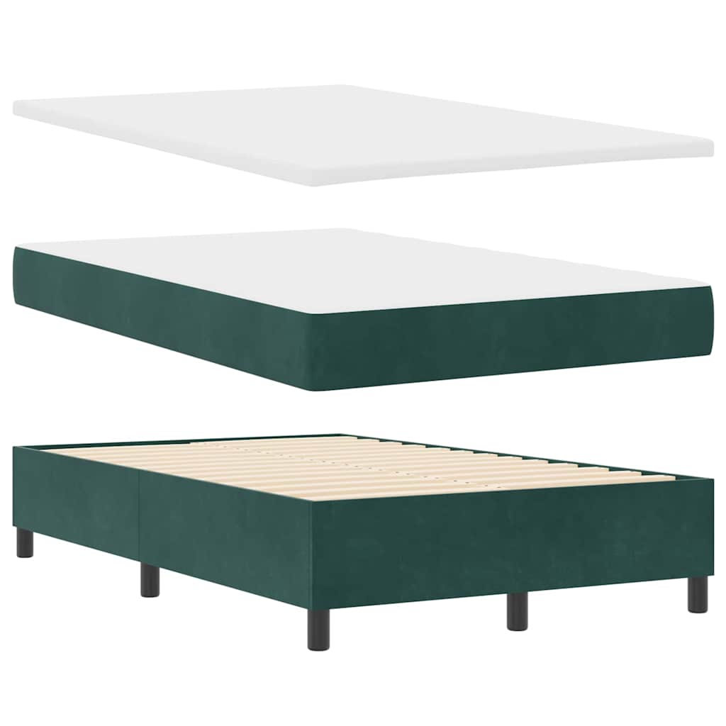 Letto a molle con materasso Verde Scuro 120 x 200 cm Tessuto