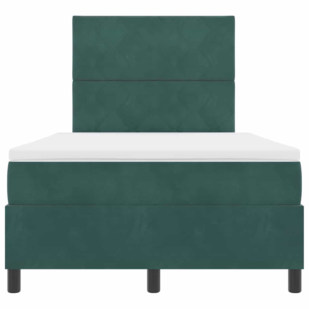 Letto a molle con materasso Verde Scuro 120 x 200 cm Tessuto