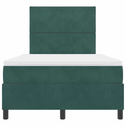 Letto a molle con materasso Verde Scuro 120 x 200 cm Tessuto